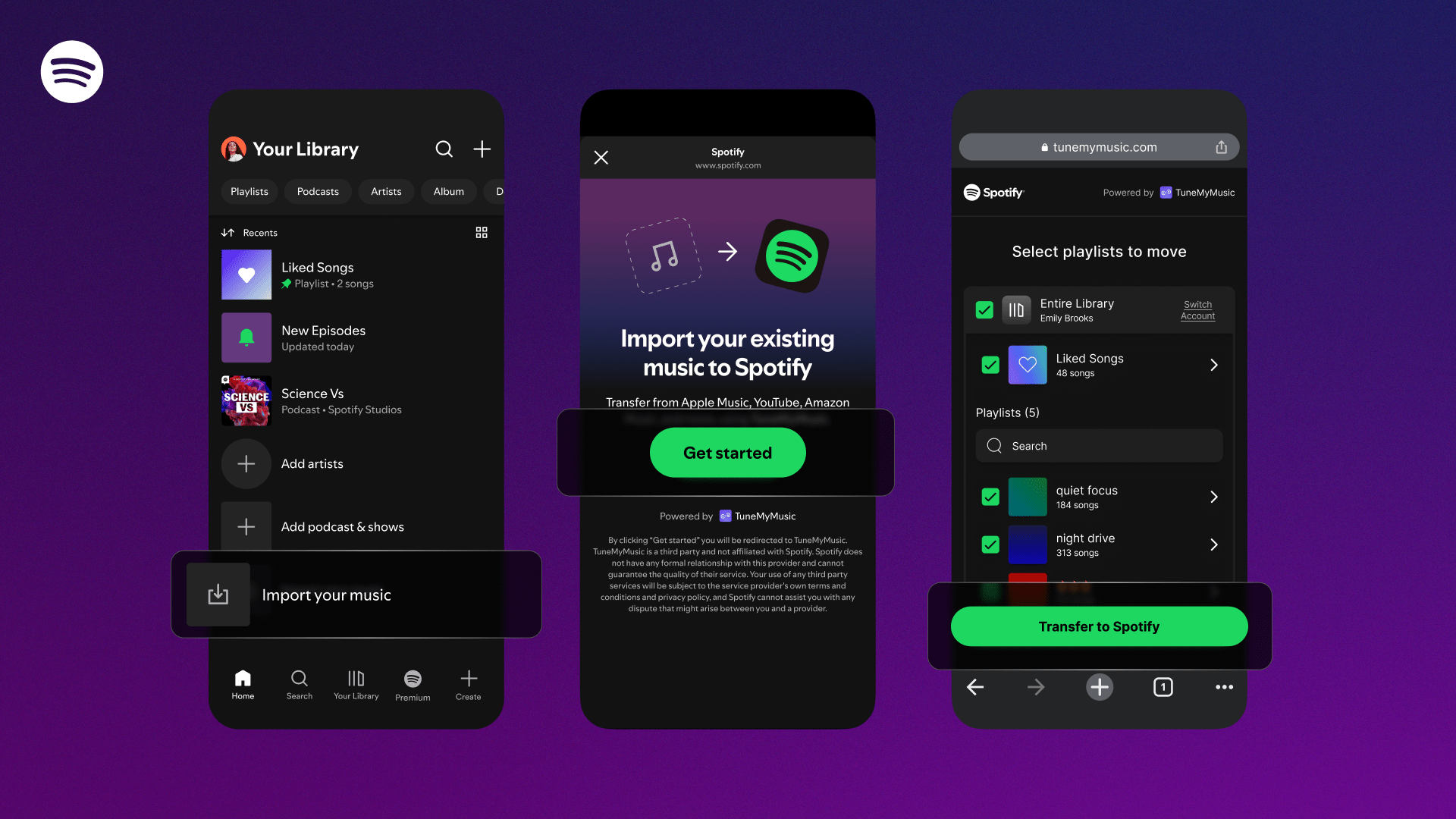 Spotify запустил встроенную функцию переноса плейлистов из других стримингов